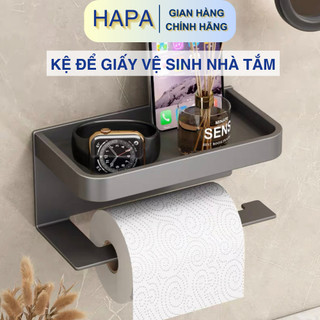 Kệ Để Cuộn Giấy Vệ Sinh, Vật Liệu Nhôm Không Gỉ, Loại Dán Tường, Có Khay Để Điện Thoại HAPA