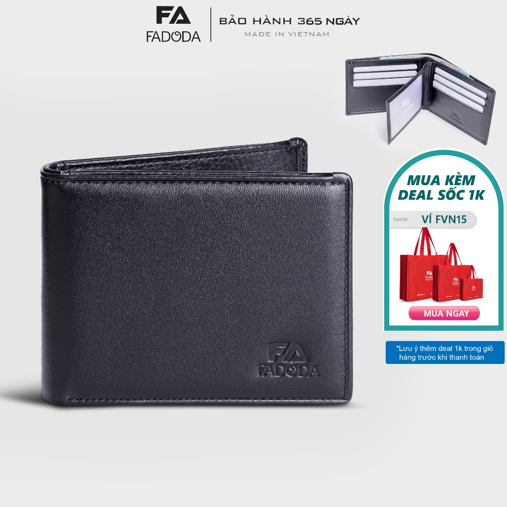 Ví da bò mini nhiều ngăn đựng thẻ Fadoda VN036
