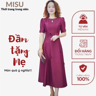 Đầm Trung Niên Cho Mẹ Hàng Thiết Kế Cao Cấp Thương Hiệu MISU HN101- Qùa Tặng Mẹ Cao Cấp Bao Gồm Hộp Qùa Sang Trọng
