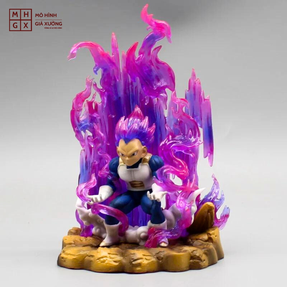 Mô hình DragonBall Vegeta Chibi gồng mình hiệu ứng base đẹp - Cao 14cm - rộng 9cm - nặng 230gram - Dragon Ball