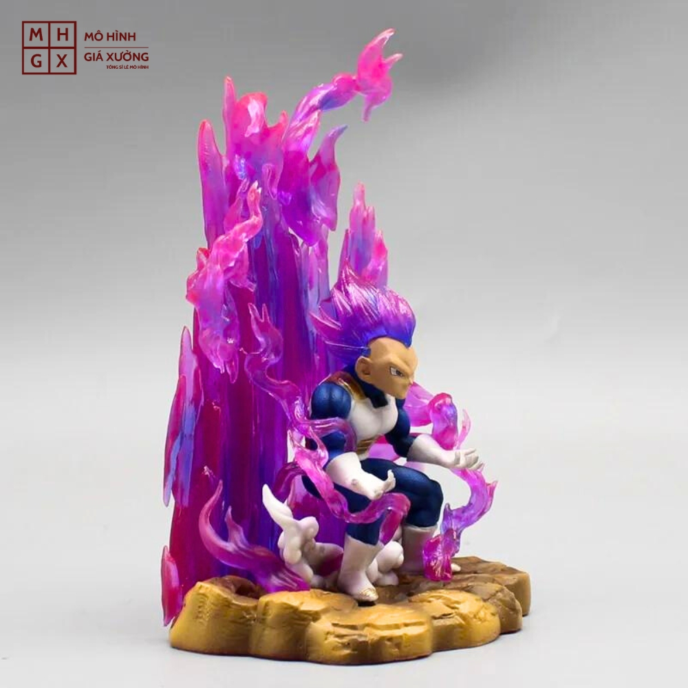 Mô hình DragonBall Vegeta Chibi gồng mình hiệu ứng base đẹp - Cao 14cm - rộng 9cm - nặng 230gram - Dragon Ball