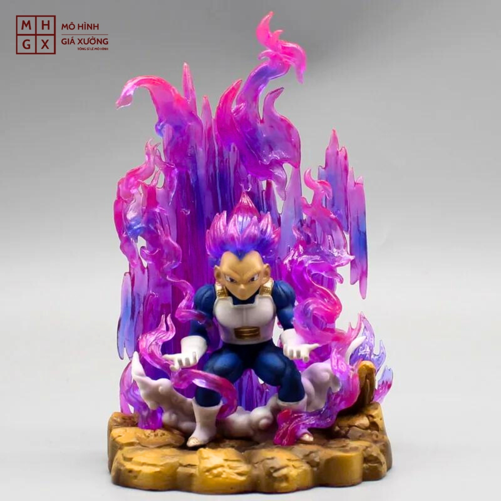 Mô hình DragonBall Vegeta Chibi gồng mình hiệu ứng base đẹp - Cao 14cm - rộng 9cm - nặng 230gram - Dragon Ball