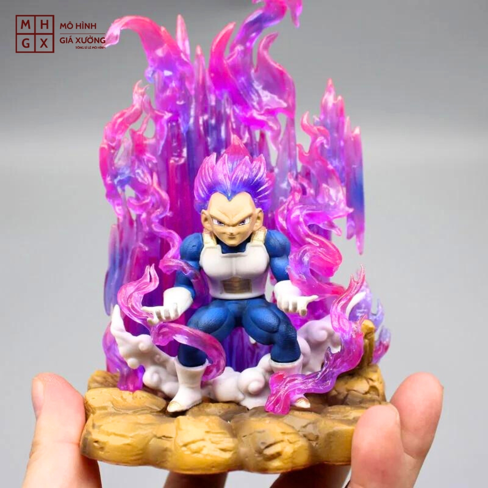 Mô hình DragonBall Vegeta Chibi gồng mình hiệu ứng base đẹp - Cao 14cm - rộng 9cm - nặng 230gram - Dragon Ball