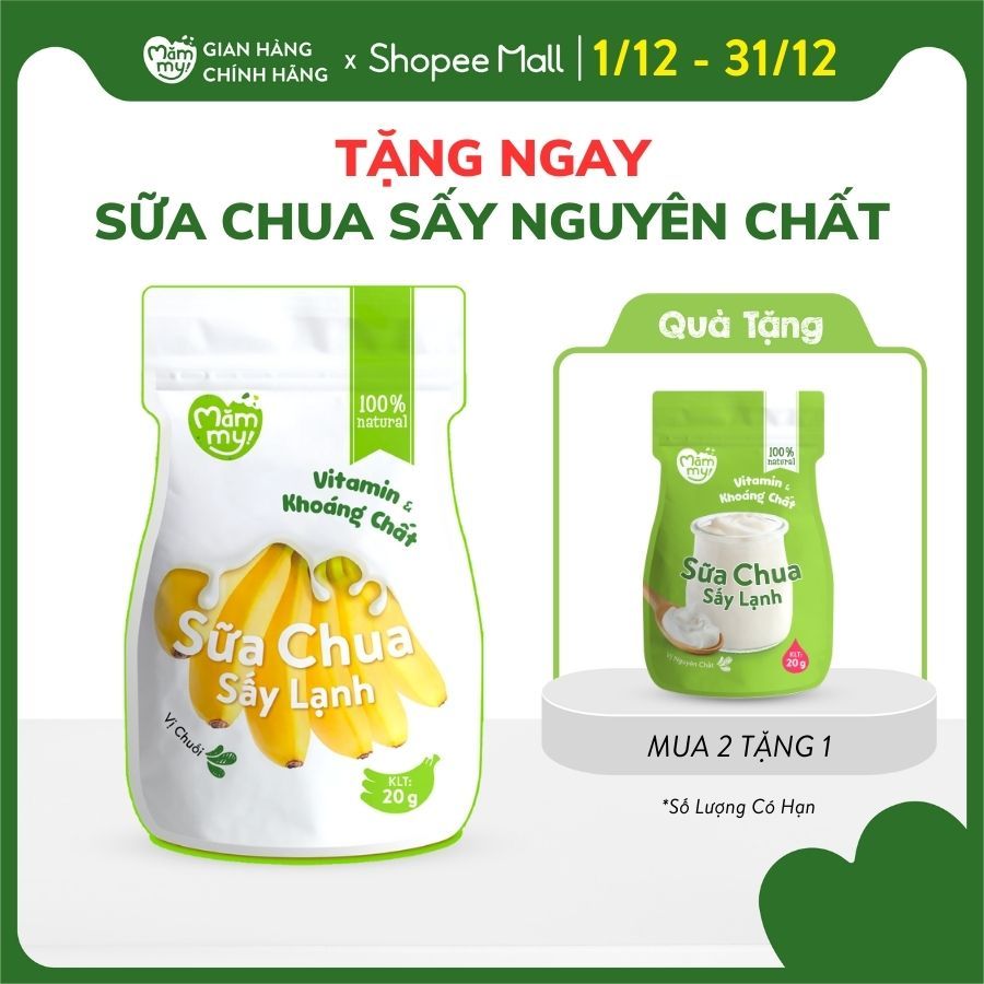 Sữa chua sấy vị chuối Mămmy, viên tròn chống hóc, giàu vitamin và khoáng chất cho bé từ 6 tháng tuổi - 20 gram