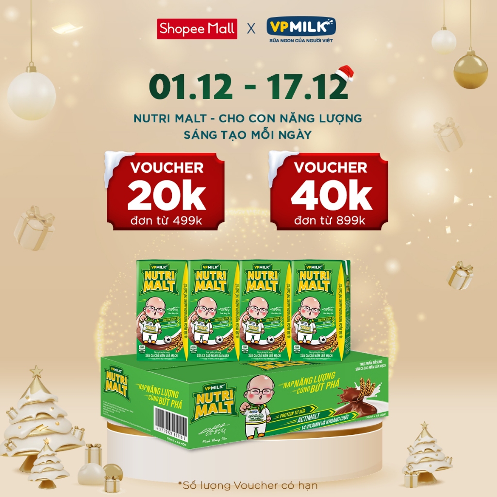 Sữa ca cao mầm lúa mạch đen VPMilk Nutrimalt 110ml (thùng 48 hộp)