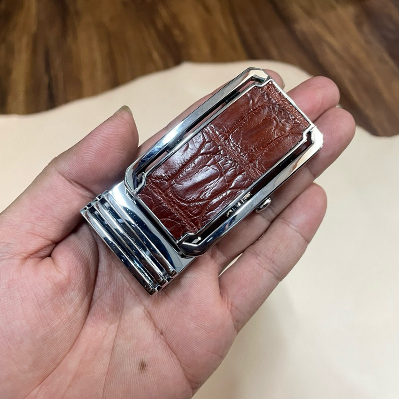 Mặt Khoá Hợp Kim Dán Da Cá Sấu CSK10, Loại Khoá Tì Dùng Cho Dây Da Cá Sấu 3.5cm và 4cm Ba Màu Đen, Nâu Đát, Nâu Đỏ