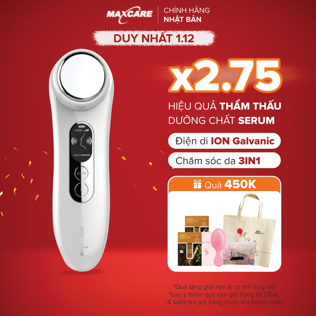 Máy đẩy tinh chất ION dưỡng trắng Maxcare Max888 (làm sạch sâu - đẩy tinh chất - cấp ẩm - dưỡng da) thương hiệu Nhật Bản