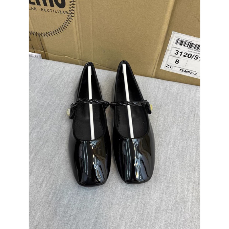 Giày Mary Jane da bóng mũi vuông quai dây đan