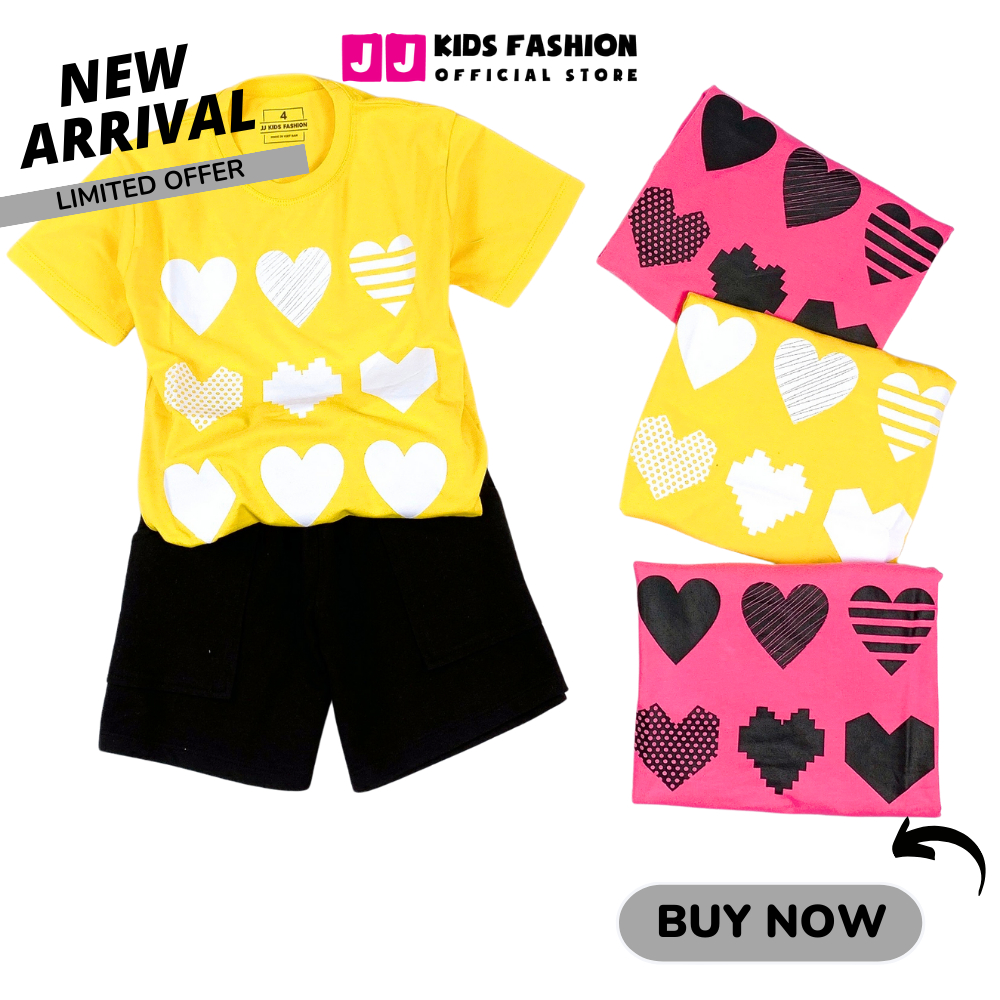 Bộ quần áo bé gái mùa hè JJ Kids chất cotton co giản, thoáng mát cho trẻ em 2,3,4,5,6,7,8,9,10,11,12 tuổi