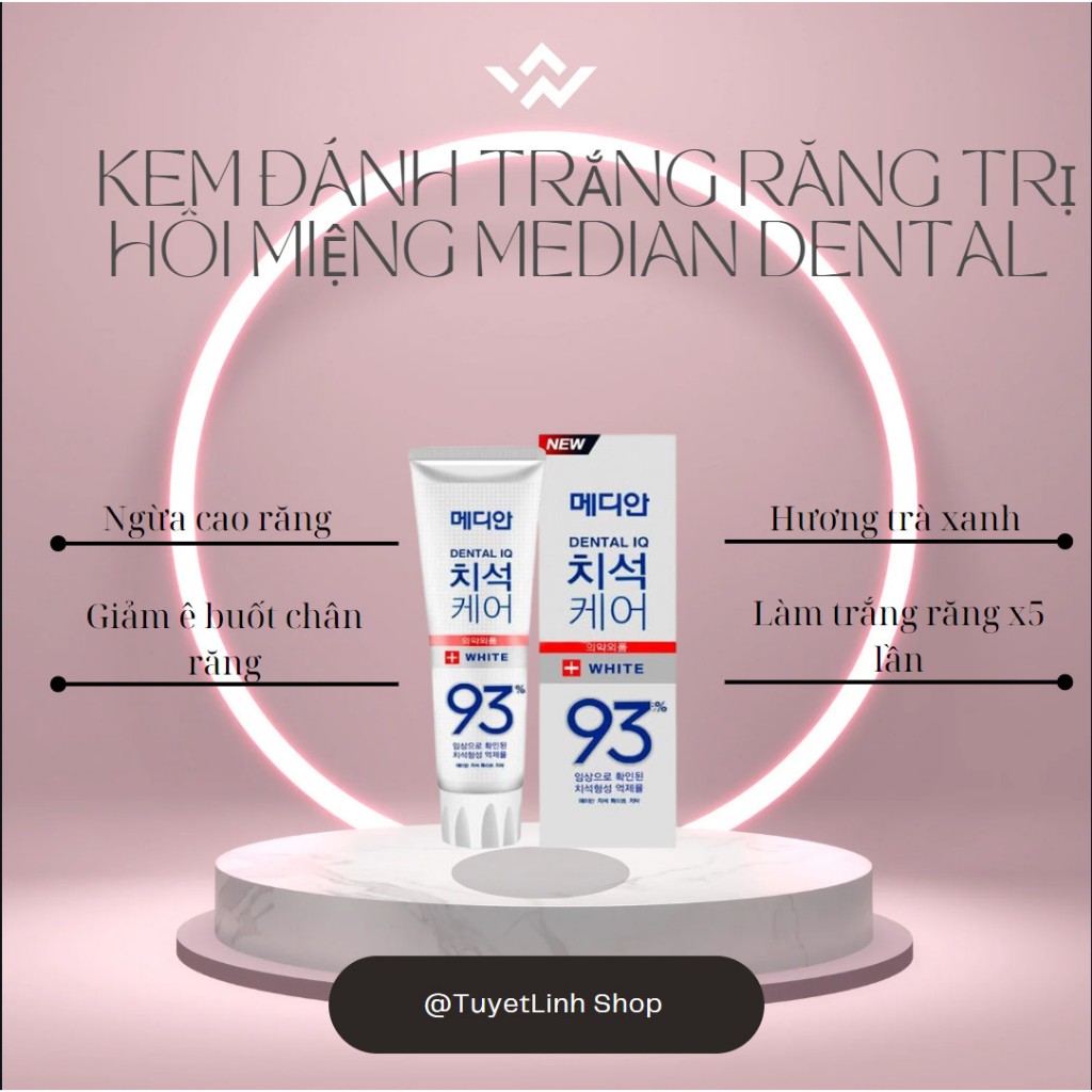 Kem đánh trắng răng trị hôi miệng Median Dental