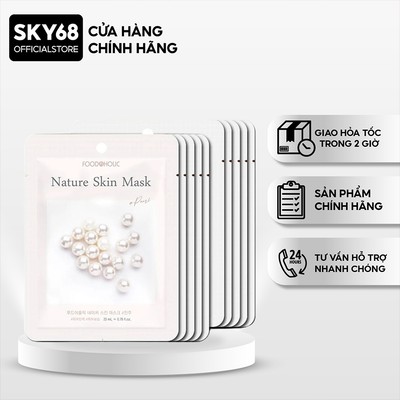 Combo 10 Mặt Nạ Chiết Xuất Ngọc Trai Dưỡng Sáng Da Foodaholic Nature Skin Mask 23gx10 - Pearl