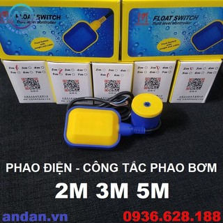 Phao điện 2 mét, 3 mét, 5 mét - công tắc phao bơm nước chống cạn chống tràn 2m 3m 5m, vuông - tròn
