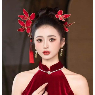 Set cài châm bướm đỏ