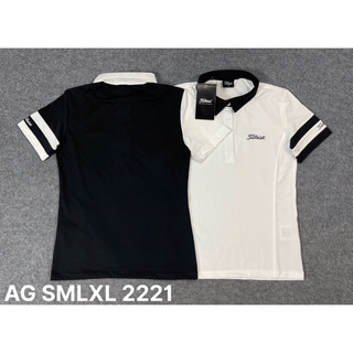 Áo cộc tay cổ trụ Titleist phối màu thể thao tập golf, tennis, cầu lông vải thun 4 chiều siêu mịn mát