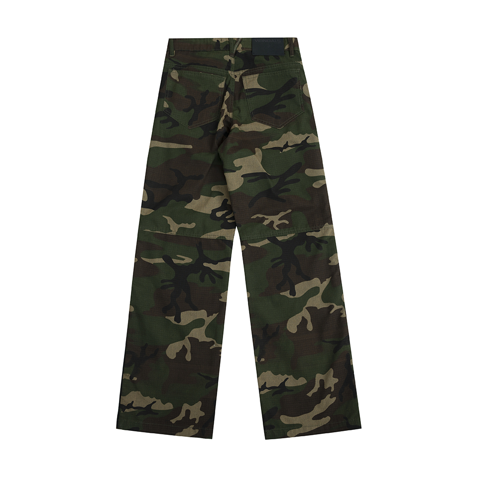 Quần camo khaki ống rộng