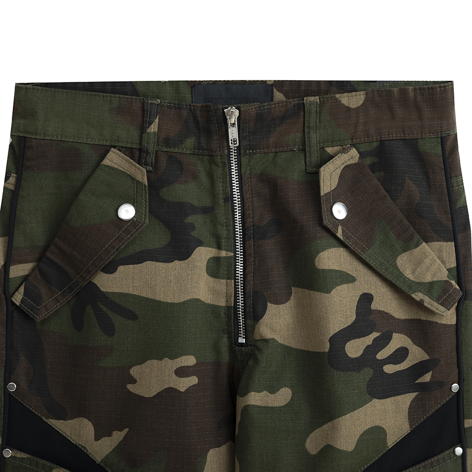 Quần camo khaki ống rộng