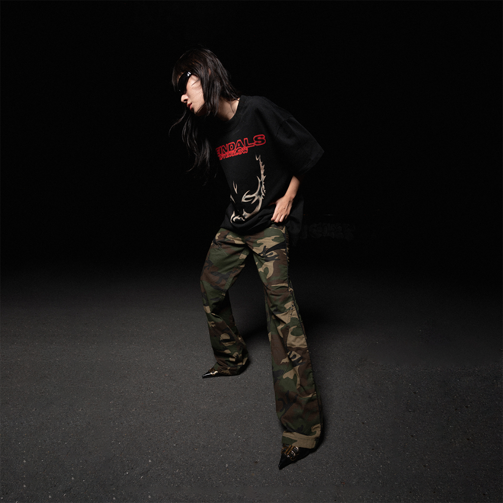 Quần camo khaki ống rộng