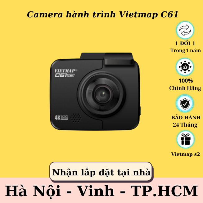 Camera hành trình Vietmap C61 Quay Nét 4K - Có Wifi - Cảnh Báo