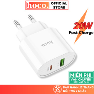 Củ sạc nhanh Hoco 2 cổng USB và Type C hỗ trợ PD 20W + QC3.0 dành cho các dòng điện thoại lP Android