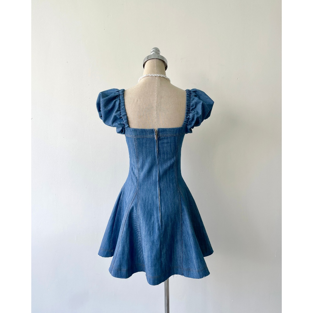 Đầm Nữ Tay Phồng Denim Nhẹ Nhàng Nữ Tính - VIA DRESS - Goût De Jun