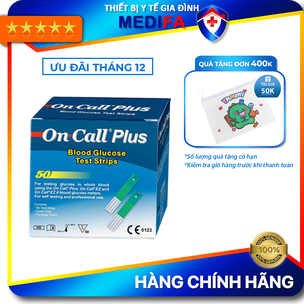 Que Thử Tiểu Đường On Call Plus Chính Hãng ACON (25 Que/Lọ) Kèm 50 Kim Chích Máu