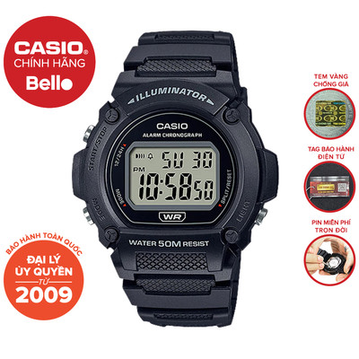 Đồng hồ Nam dây nhựa Casio W-219H chính hãng bảo hành 1 năm Pin trọn đời