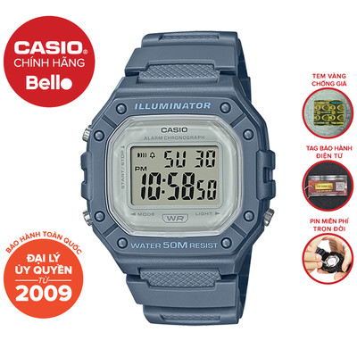 Đồng hồ dây nhựa Casio Nam W-218HC chính hãng bảo hành 1 năm Pin trọn đời