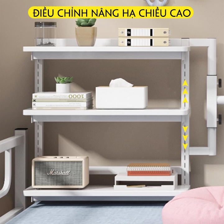 Bàn Học Sinh Viên Thông Minh Gắn Giường Gấp Gọn, Bàn Làm Việc, Kệ Sách Gắn Giường, Nhựa Kim Loại Bền Đẹp M201