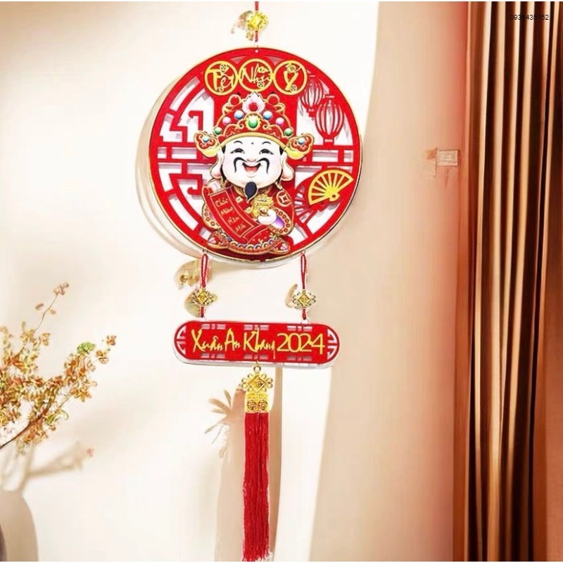 Thần tài lúc lắc sắc đỏ mai mắn cả năm, Dải Treo Thần Tài Lắc Đầu Lắc Lư Gọi Tài Lộc, Thần Tài Tết Cầu May Mắn Tài Lộc