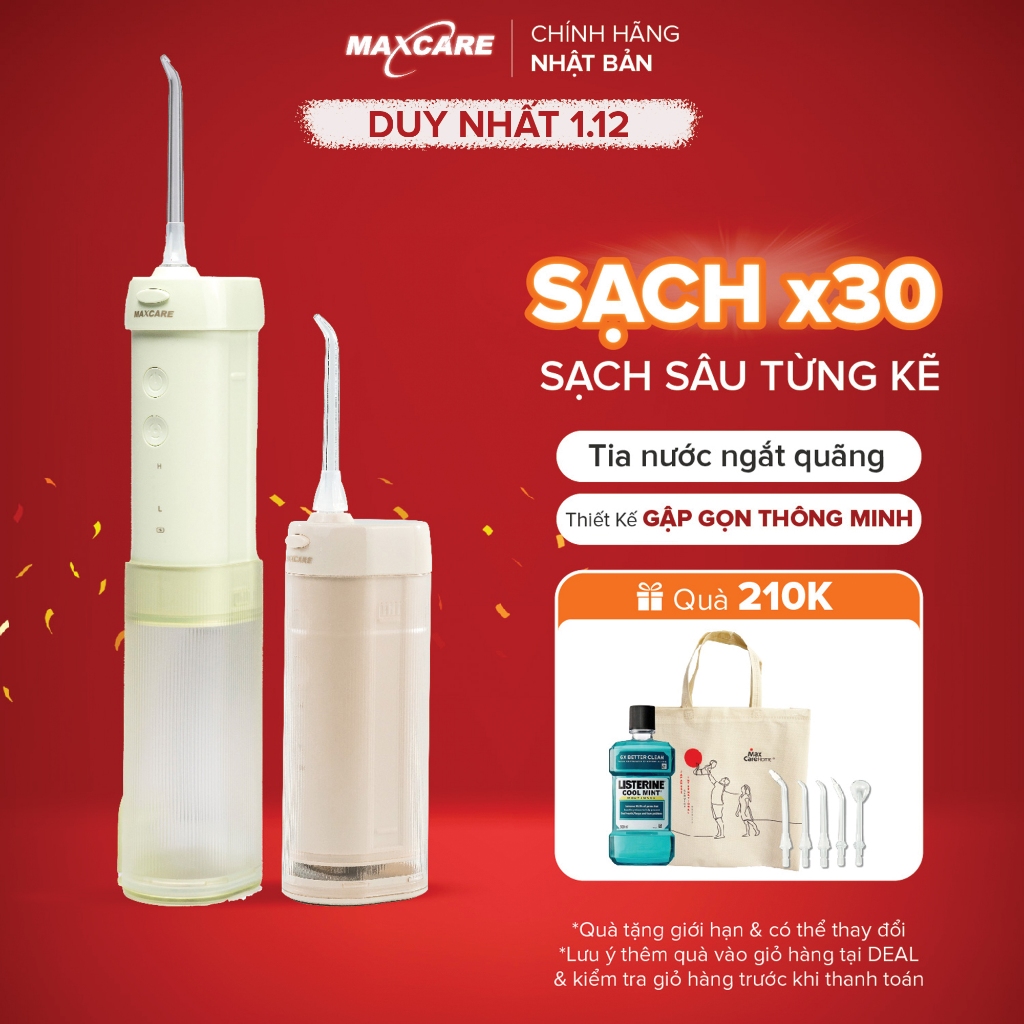 Máy Tăm Nước Cầm Tay Maxcare Travel Size UltraClean Max456PRO - Công Nghệ Độc Quyền Nhật Bản, Phiên Bản Giới Hạn, 200ml