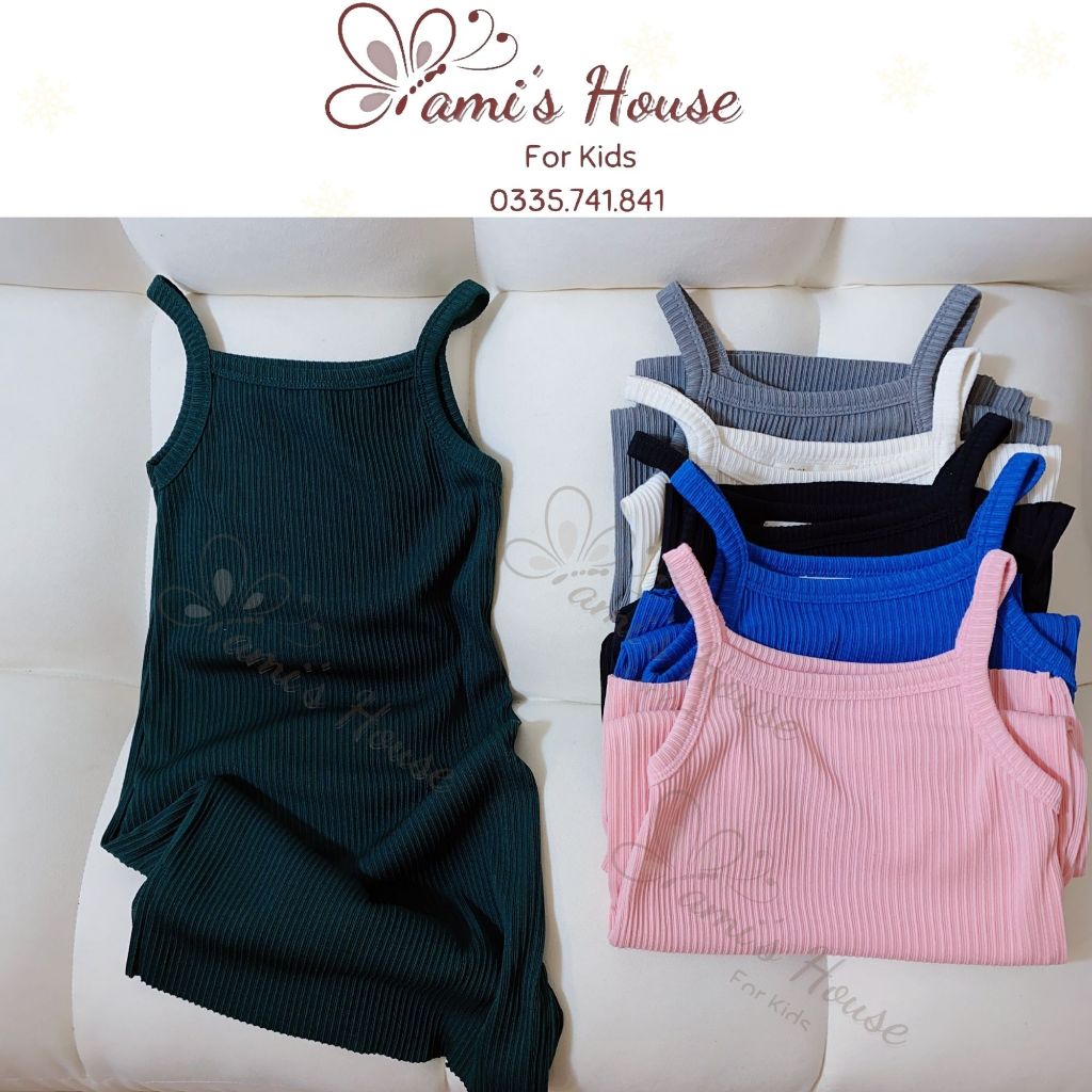 Đầm Hai Dây Thun Tăm Body Bé Gái Cực Xinh Fami's House, Váy cho Bé Gái Năng Động Hè Thu