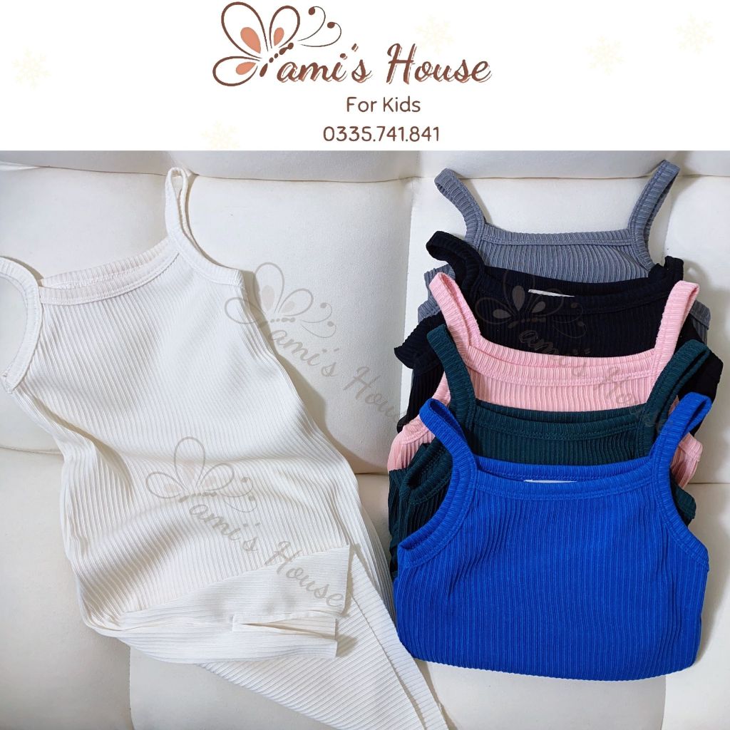 Đầm Hai Dây Thun Tăm Ôm Body Bé Gái Cực Xinh Fami's House, Váy cho Bé Gái