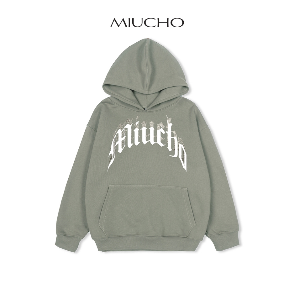Áo hoodie nữ form rộng HDD291 Miucho chân cua in typography