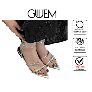 Dép Sandal Nữ 4cm Mũi Nhọn 2 Quai Mảnh Khóa Vuông A30