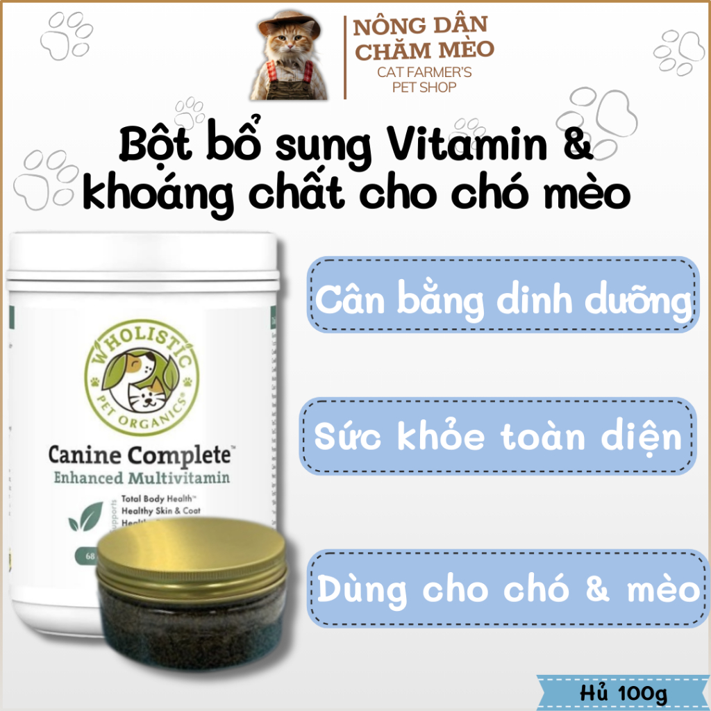(Hủ Chiết) Wholistic Pet Organics - Canine Complete Bột Vitamin và Khoáng Chất  Cho Chó