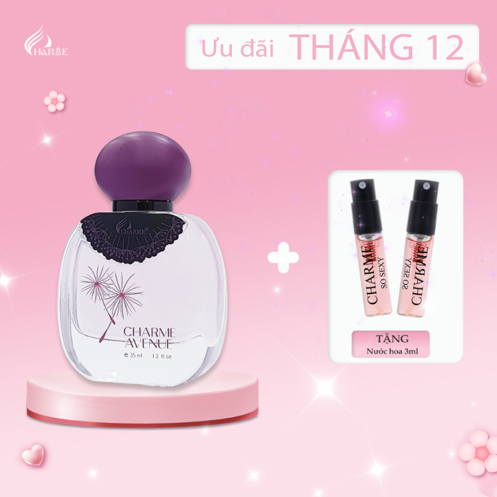 Nước hoa nữ thơm lâu, Charme Avenue, mùi hương hoa cỏ tươi mát, trẻ trung, gợi cảm lưu hương lâu chai 35ml
