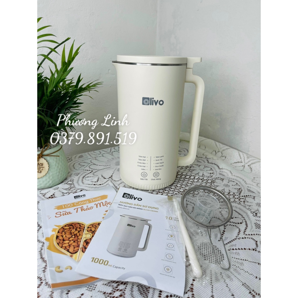 Máy Làm Sữa Hạt Mini OLIVO CB2000 Xay Nấu Đa Năng - Dung Tích 1000ML - Hàng chính hãng - Bảo hành 24 tháng