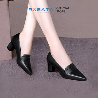 Giày cao gót nữ ROSATA RO461 xỏ chân mũi nhọn gót vuông cao 5cm xuất xứ Việt Nam