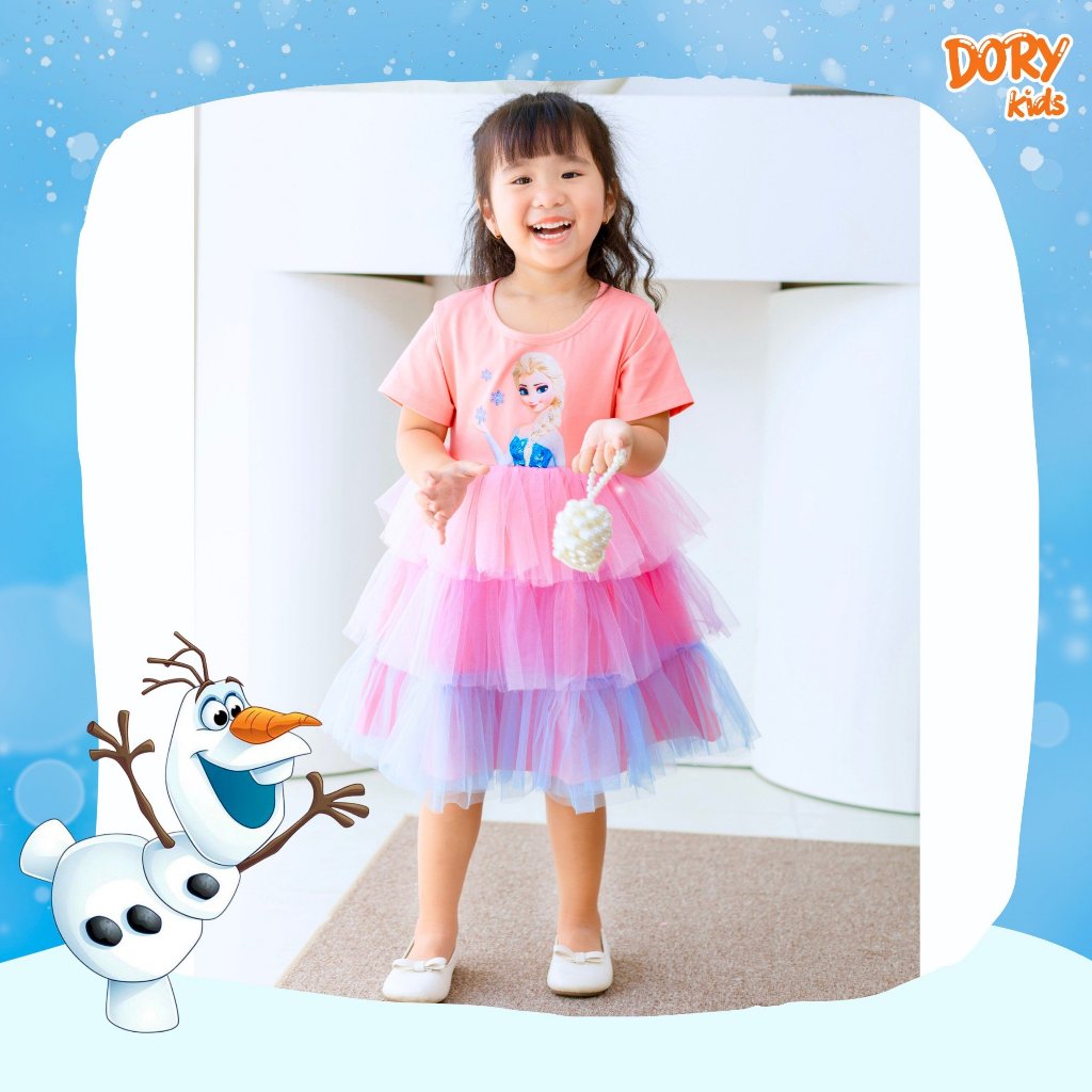 Váy công chúa Elsa cho bé gái DORYKIDS Frozen Elsa 3 tầng tùng xoè váy thiết kế cao cấp cho trẻ em có size đại