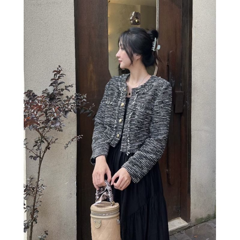 CASON - Khoác tweed cropped