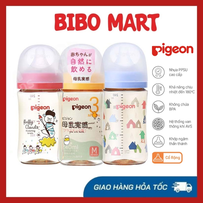 Bình Sữa Pigeon Nội Địa Nhật Thế Hệ 3 Mới 💖 ĐỦ SIZE 160ml/240ml