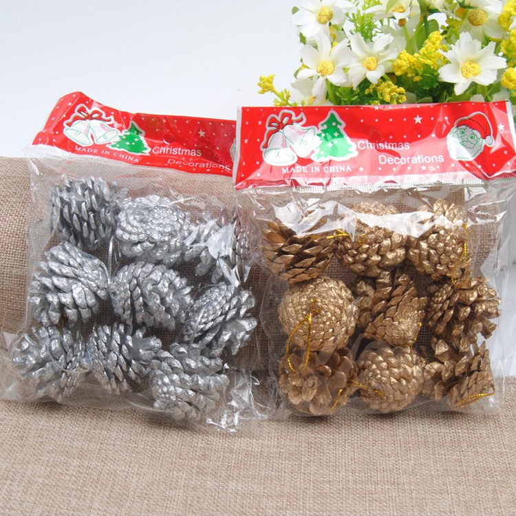 Combo 9 Quả Thông Trang Trí Noel 4cm