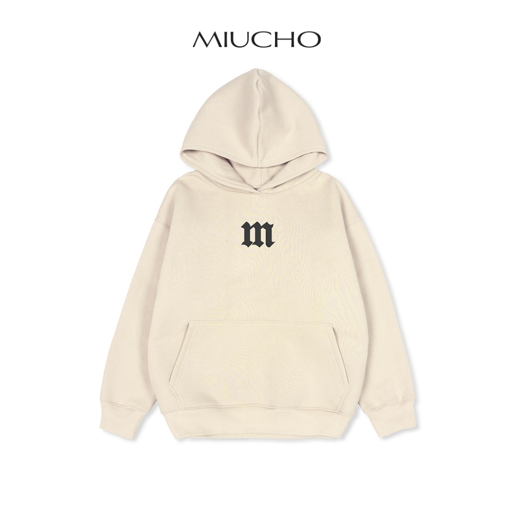 Áo hoodie nữ form rộng HDD281 Miucho chân cua dày dặn in typography