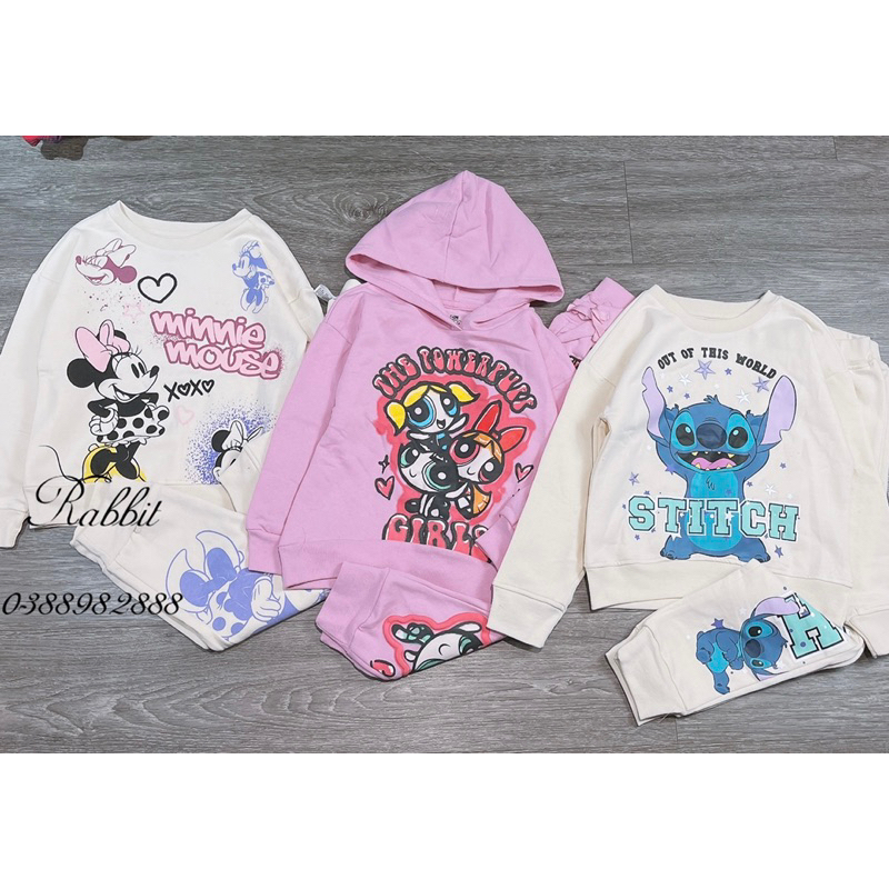 Bộ nỉ lót bông mỏng Disney - HÀNG SALE KHÔNG ĐỔI TRẢ