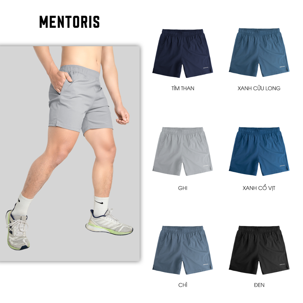 Quần đùi thể thao cao cấp Mentoris, co giãn, vận động thoải mái, công nghệ coolmax mát mẻ thoáng mát MSR11