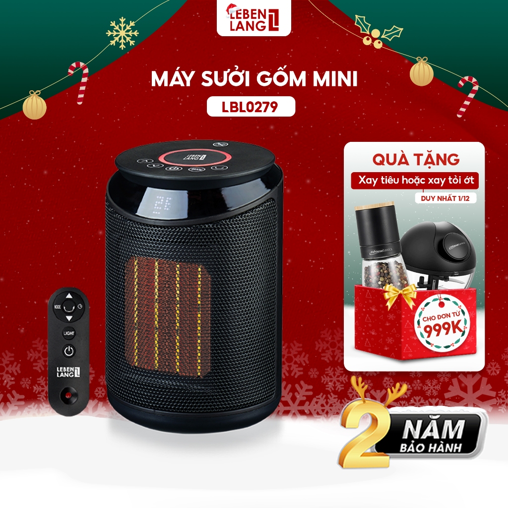 Máy sưởi mini Lebenlang LBL0279, quạt sưởi gốm điện tử ngắt tiết kiệm điện không đốt oxy,an toàn cho gia đình-chính hãng