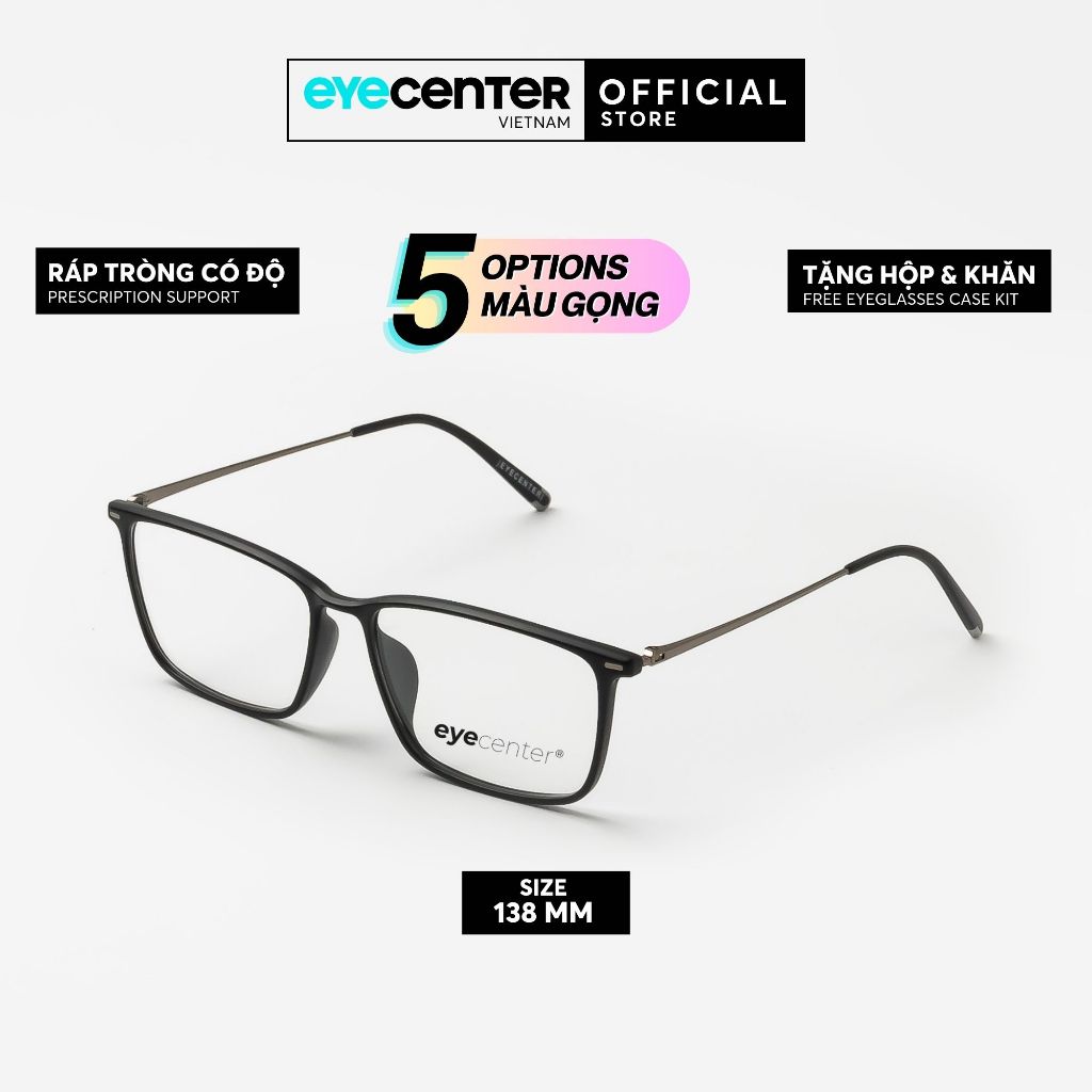 Gọng kính cận nam nữ chính hãng EYECENTER A130S nhựa phối kim loại chống gỉ nhập khẩu by Eye Center Vietnam