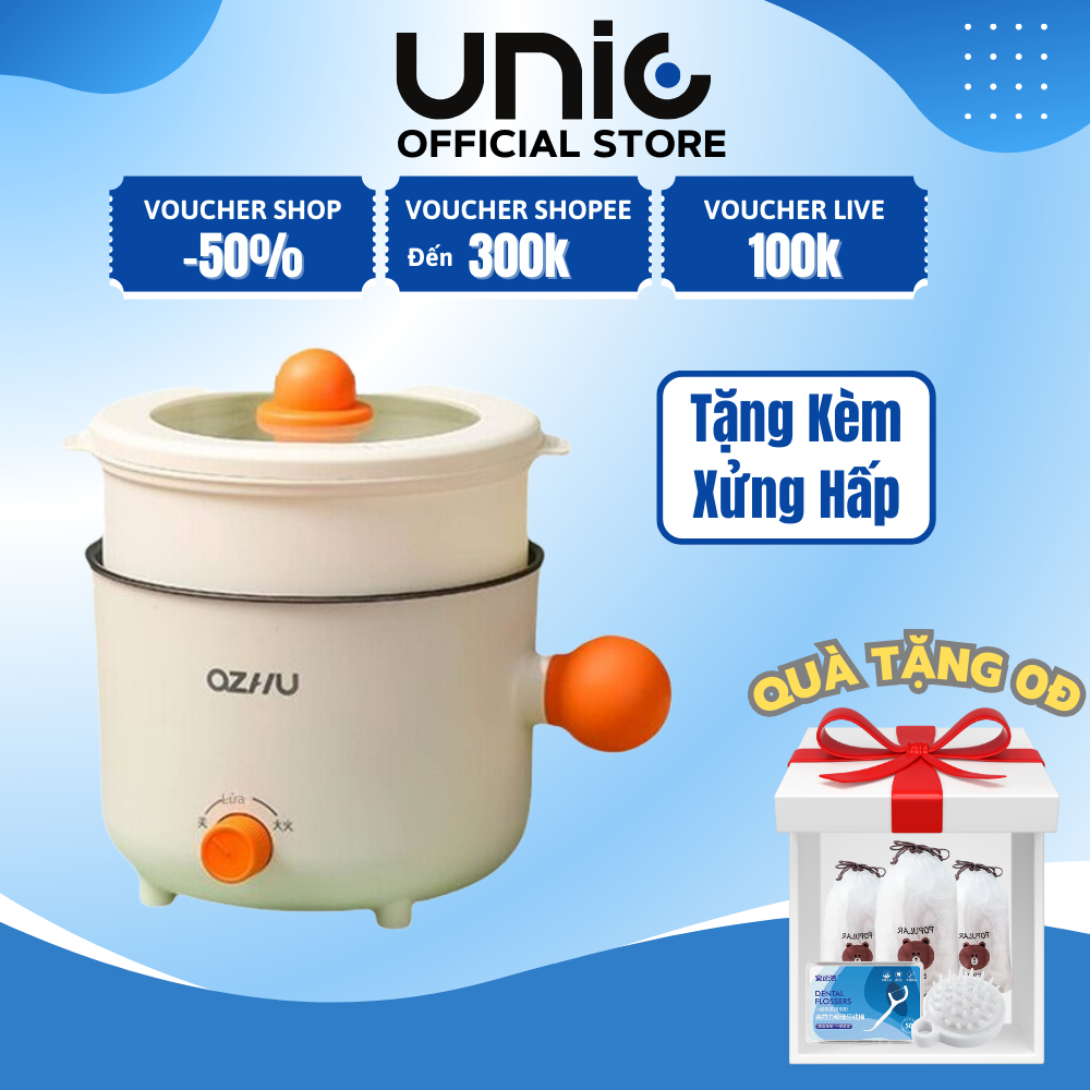 Nồi Lẩu Điện Mini Đa Năng UNIC Tặng Kèm Giá Hấp Đa Năng Dung Tích 1,8L, Chống Dính Cao Cấp QZHU