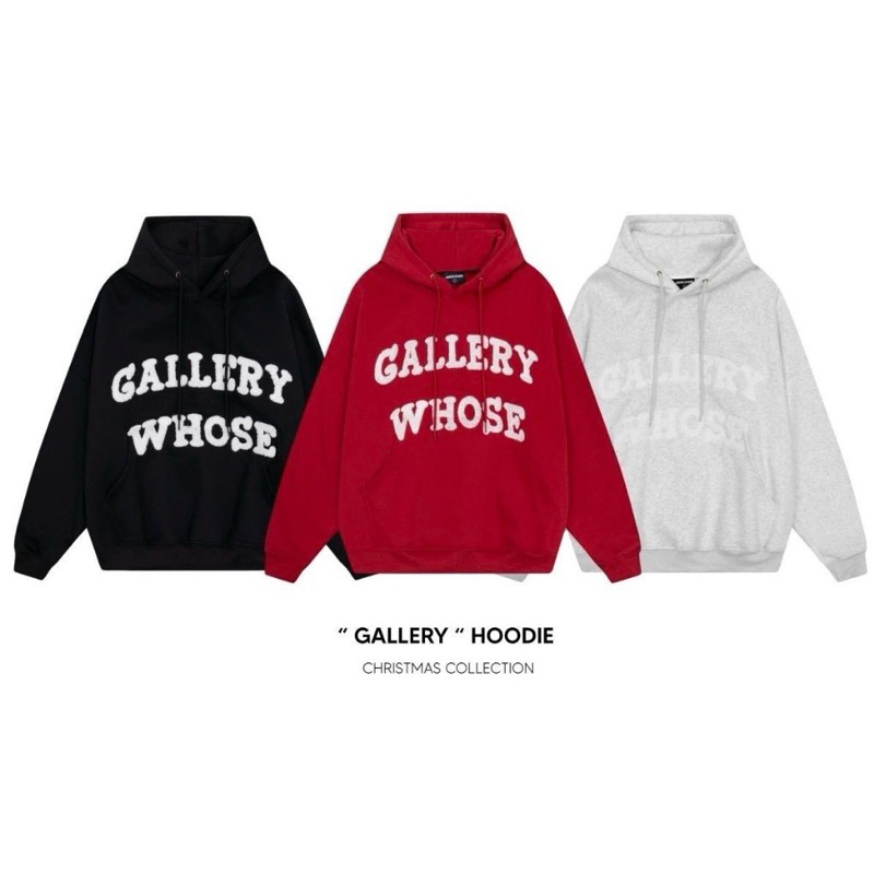 XMAS GALLERY HOODIE - Áo hoodie thêu xù bông - Có 3 màu đen/đỏ/xám tiêu trắng
