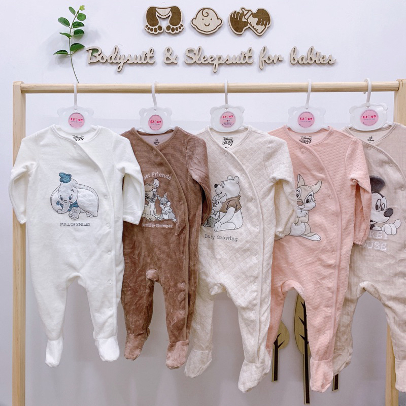 (Link 3) Sleepsuit bộ body dài tay liền thân nỉ nhung, nỉ băng lông hàng xuất dư Dis.ney.CA cho bé (Chọn mẫu)